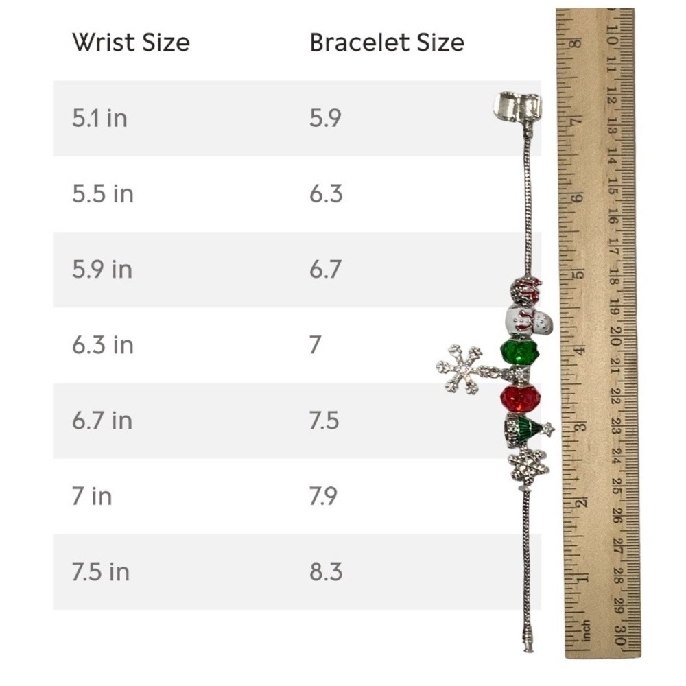 Christmas Charm Bracelet Barrel Charms Multi Color Dangle Glittering Snowflake - Picture 11 of 16